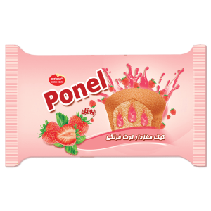 کیک پونل مغزدار با مربای توت فرنگی